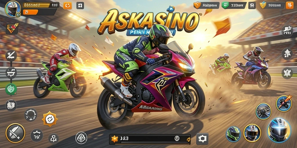 Screenshot gameplay balapan motor yang menegangkan
