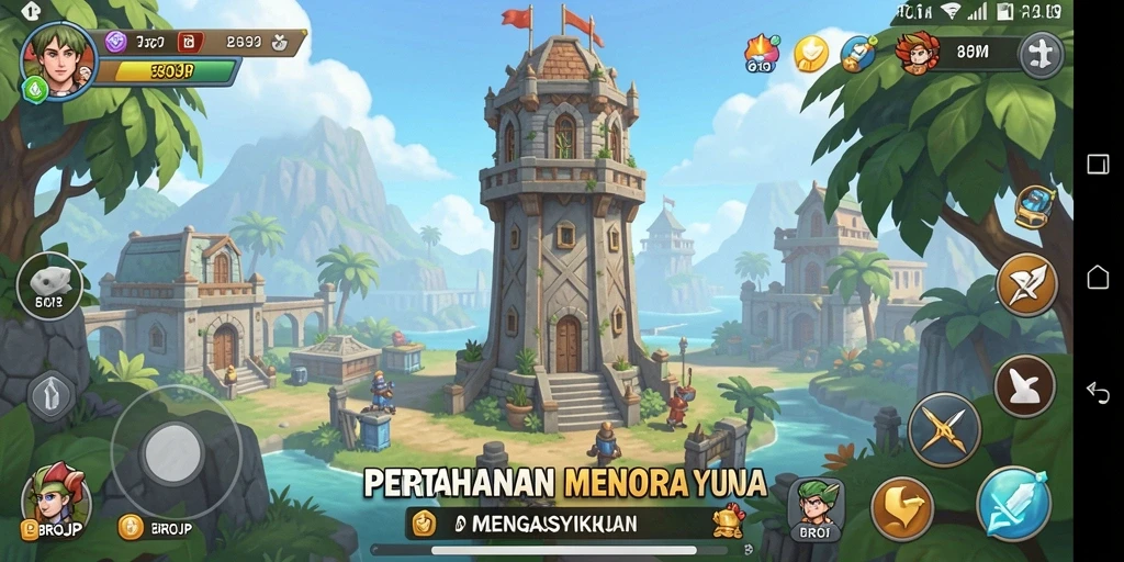 Tampilan gameplay Tower Defense yang menarik dan menegangkan.