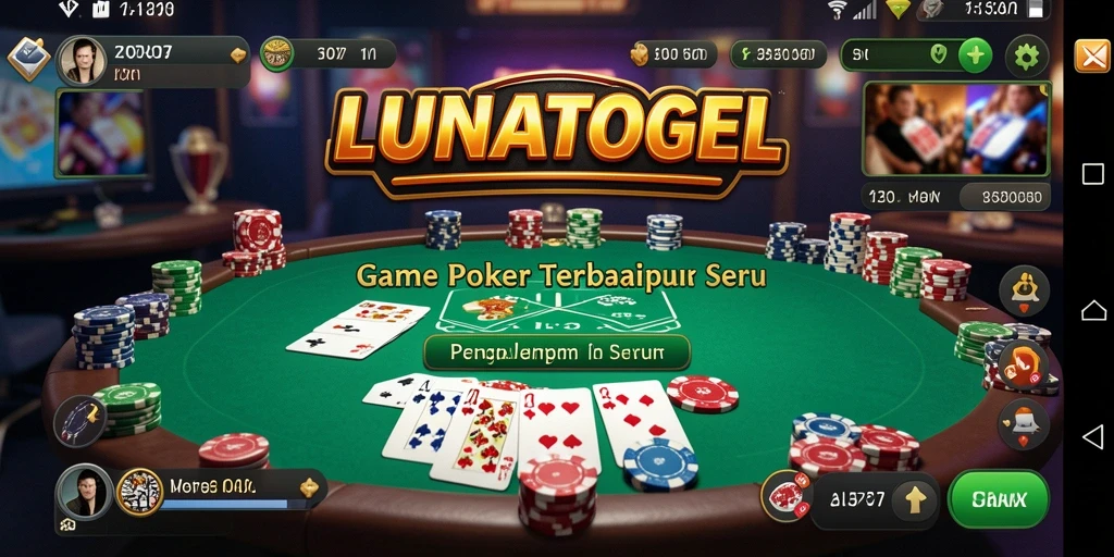 Tangkapan layar gameplay LUNATOGEL menunjukkan keseruan bermain poker.