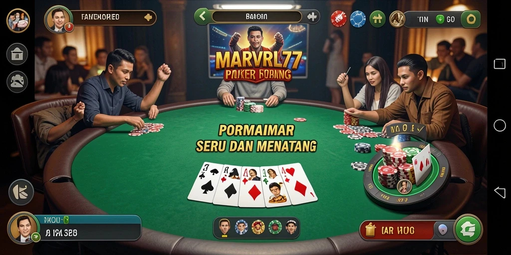 Tampilan gameplay seru dalam aplikasi poker MARVRL77.